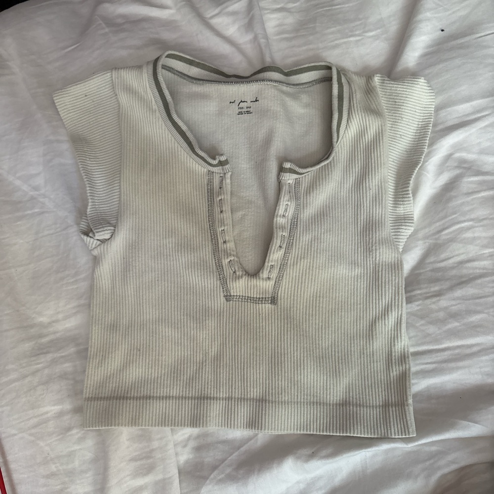 Urban Outfitters Cream Polo Crop Top